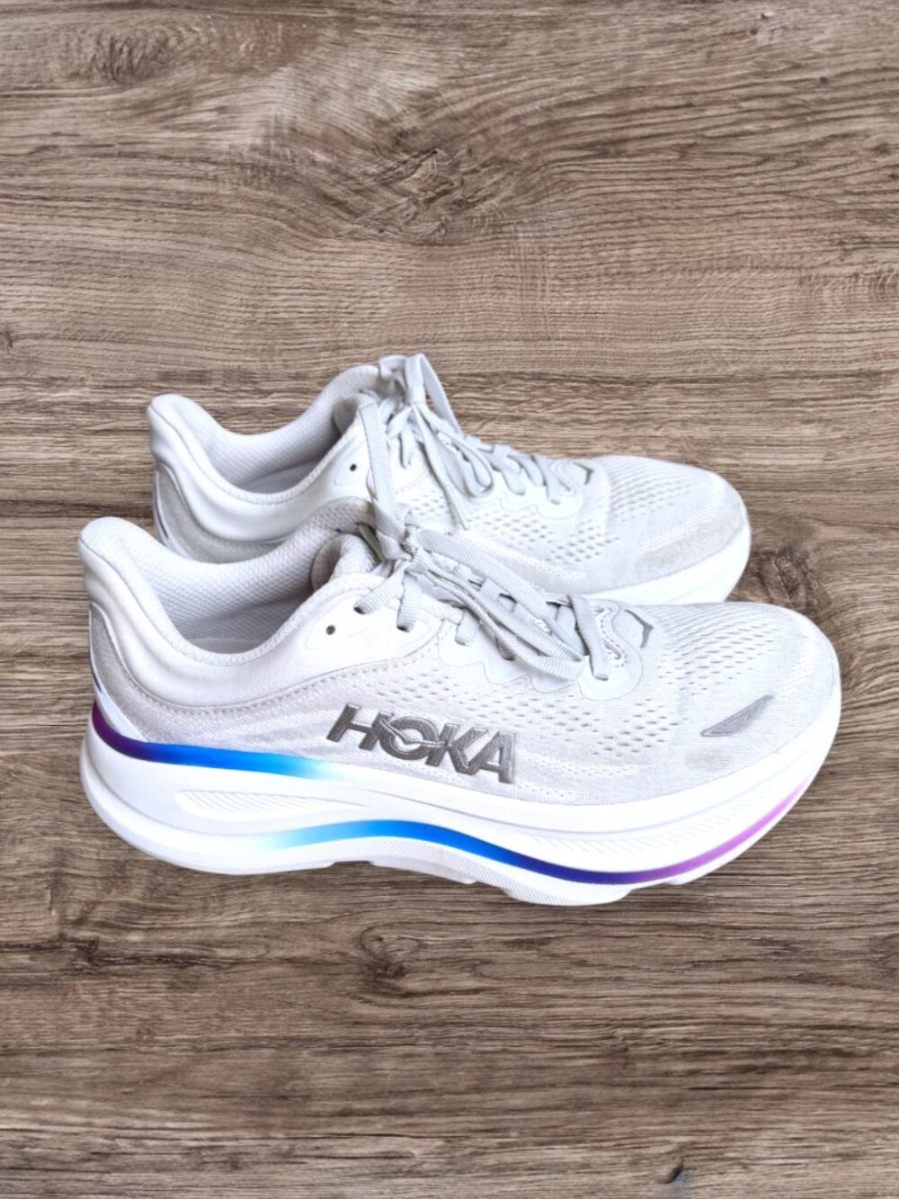 HOKA Bondi 9 Cosmic Grey White Running Shoes Women’s 7.5 - Picture 3 of 9
